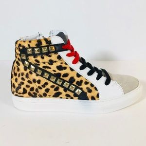 New Steve Madden ladies high tops multi color/material w/metal studs, size 9